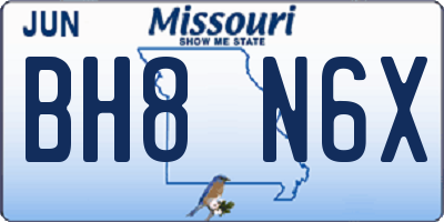 MO license plate BH8N6X