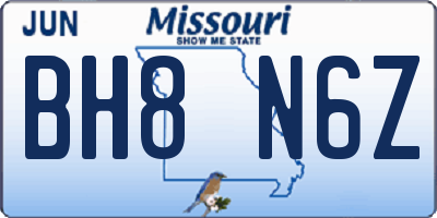 MO license plate BH8N6Z