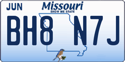 MO license plate BH8N7J