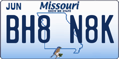 MO license plate BH8N8K
