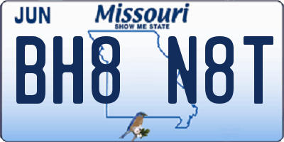 MO license plate BH8N8T