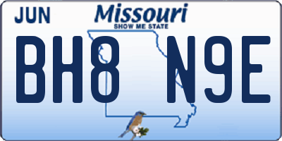MO license plate BH8N9E