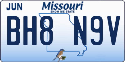 MO license plate BH8N9V