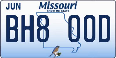 MO license plate BH8O0D
