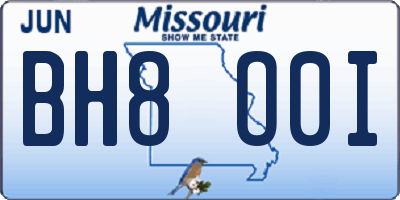 MO license plate BH8O0I
