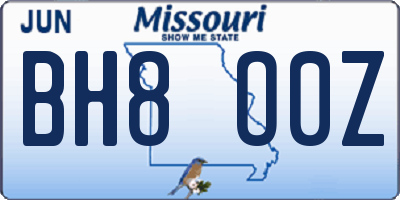 MO license plate BH8O0Z