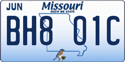 MO license plate BH8O1C