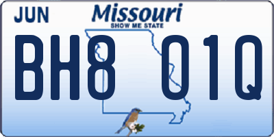 MO license plate BH8O1Q