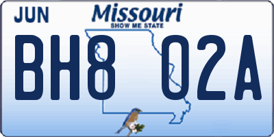 MO license plate BH8O2A