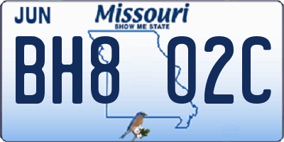 MO license plate BH8O2C
