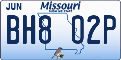 MO license plate BH8O2P