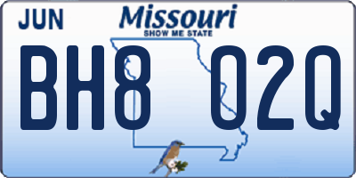 MO license plate BH8O2Q