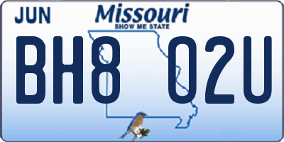 MO license plate BH8O2U