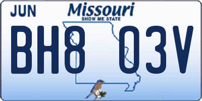 MO license plate BH8O3V