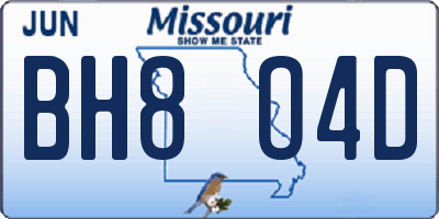 MO license plate BH8O4D