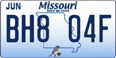 MO license plate BH8O4F