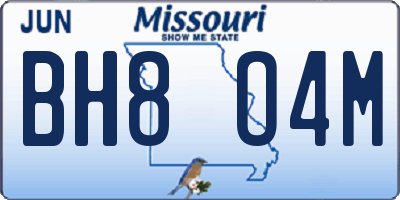 MO license plate BH8O4M