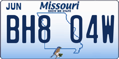 MO license plate BH8O4W