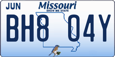 MO license plate BH8O4Y