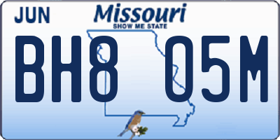 MO license plate BH8O5M