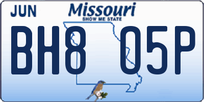 MO license plate BH8O5P