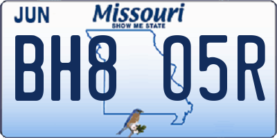 MO license plate BH8O5R