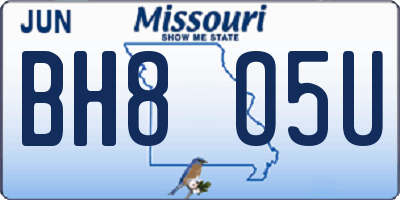 MO license plate BH8O5U