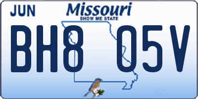 MO license plate BH8O5V