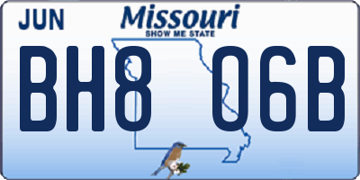 MO license plate BH8O6B