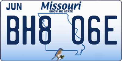 MO license plate BH8O6E