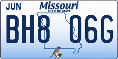 MO license plate BH8O6G