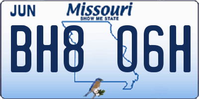 MO license plate BH8O6H