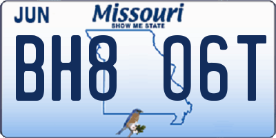 MO license plate BH8O6T