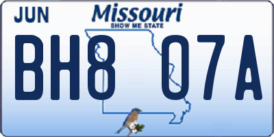 MO license plate BH8O7A