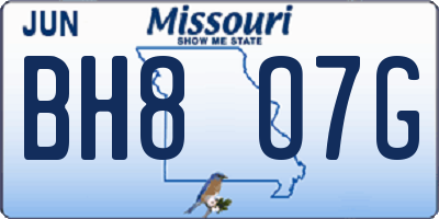 MO license plate BH8O7G