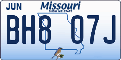 MO license plate BH8O7J