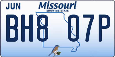 MO license plate BH8O7P