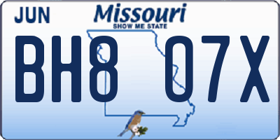 MO license plate BH8O7X