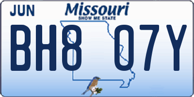 MO license plate BH8O7Y