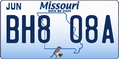 MO license plate BH8O8A