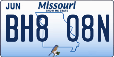 MO license plate BH8O8N