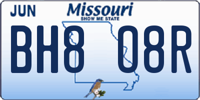 MO license plate BH8O8R