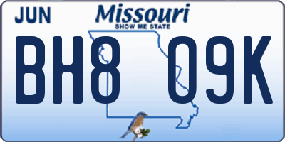 MO license plate BH8O9K