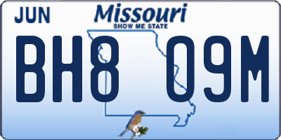 MO license plate BH8O9M