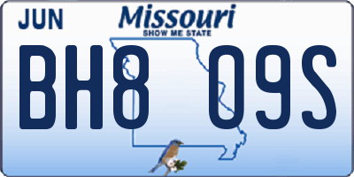 MO license plate BH8O9S