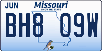 MO license plate BH8O9W