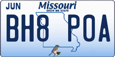 MO license plate BH8P0A