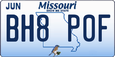 MO license plate BH8P0F