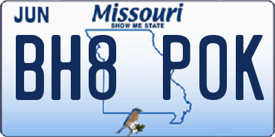 MO license plate BH8P0K