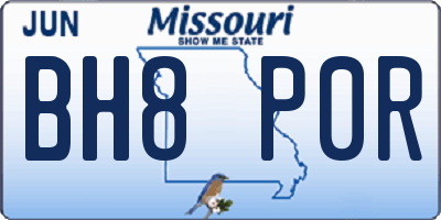 MO license plate BH8P0R
